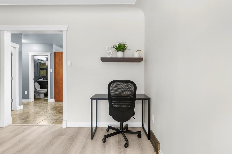 Dedicated workspace with a modern desk and chair.