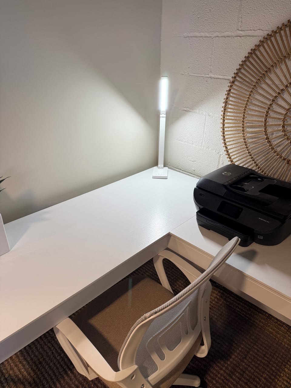 When work is required, a workstation, WiFi, and printer await you.