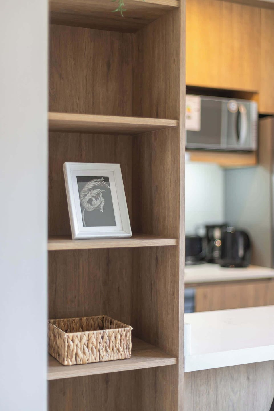 Charming kitchen corner with modern amenities and stylish decor, perfect for your urban escape in Santiago.