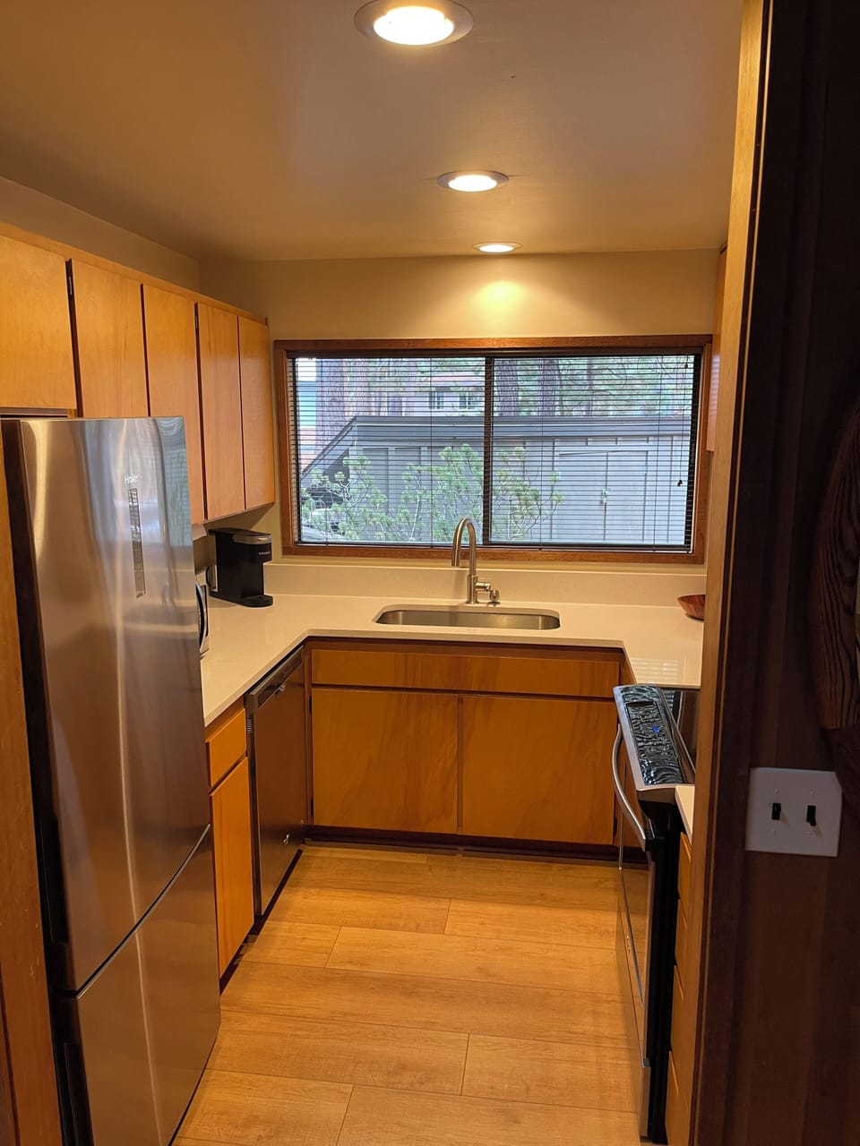 Kitchen with stainless steel appliances