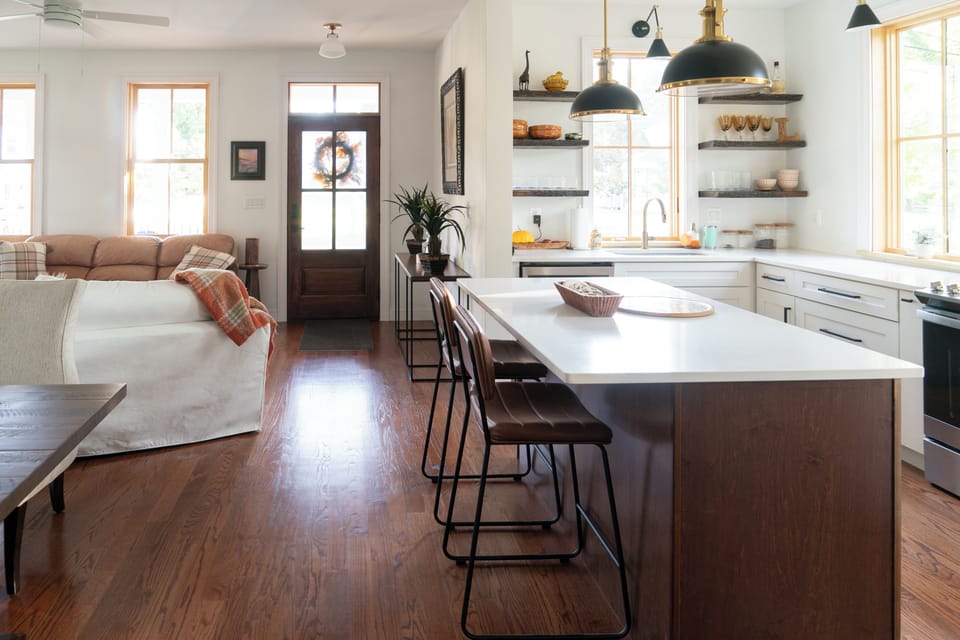 Open kitchen so the cook can be part of the party