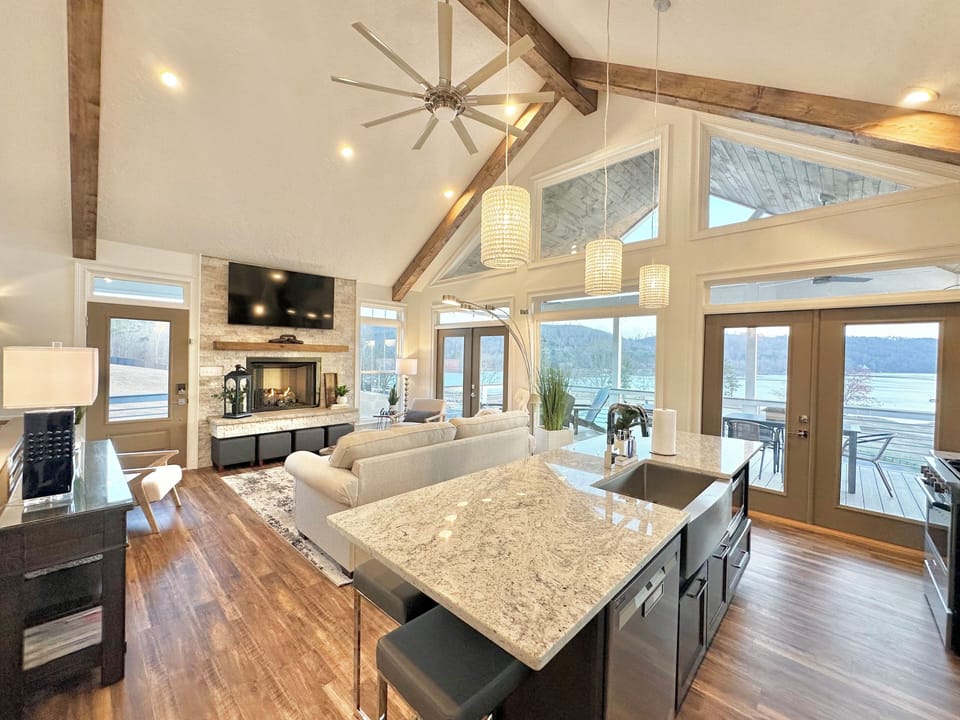 Open floor plan for easy flow from cozy living area to spacious kitchen.