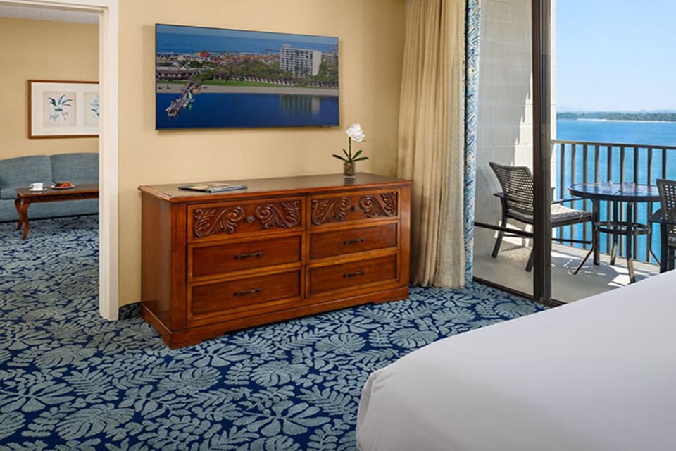 Relax in the suite with storage and balcony access.