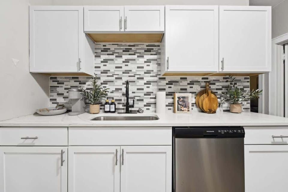 Fully stocked kitchen with everything you need to cook or reheat takeout from local spots!