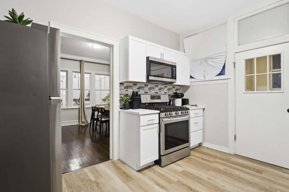 Fully stocked kitchen with everything you need to cook or reheat takeout from local spots!