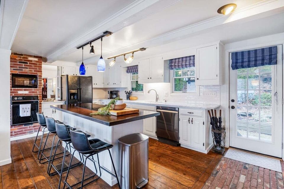 Kitchen area with large island for additional dining space