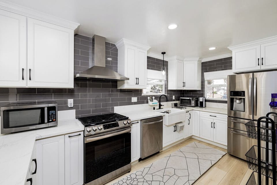 New kitchen with stainless steel appliances