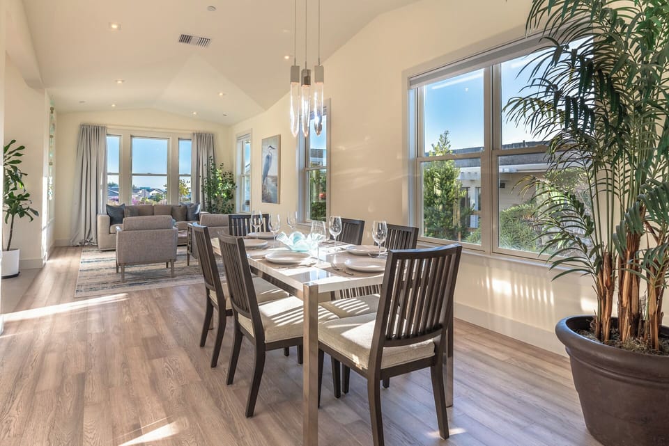 Formal living area leads naturally into the dining area
