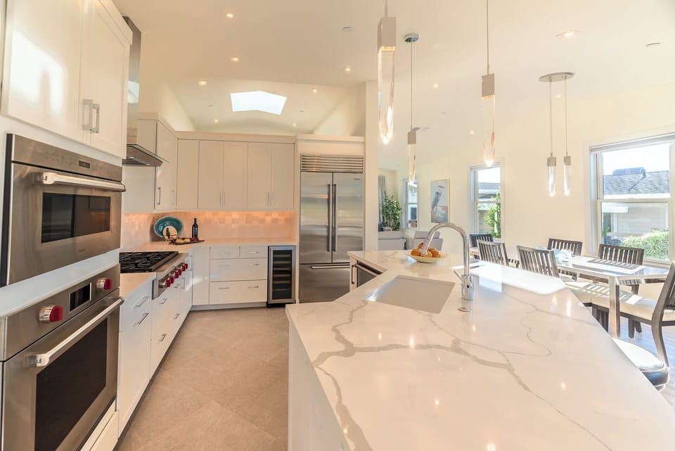 Wolf appliances & the wine fridge make dinner easy