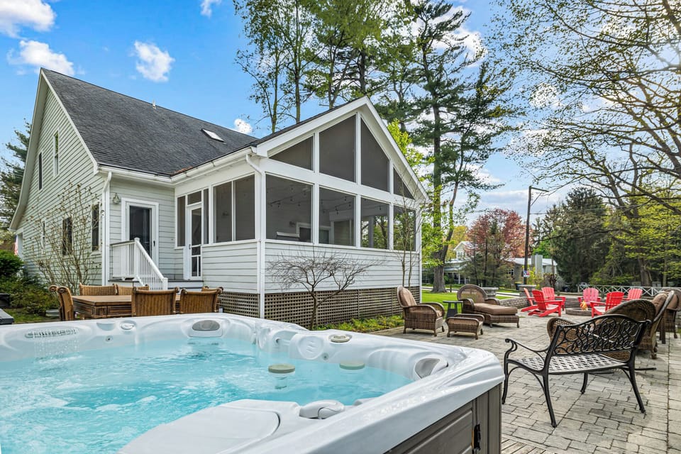 Adirondacks, wicker, and warm water—what more could you want?