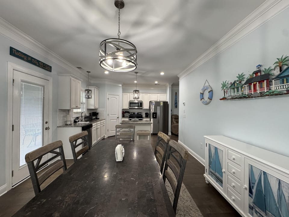 Large kitchen and dining