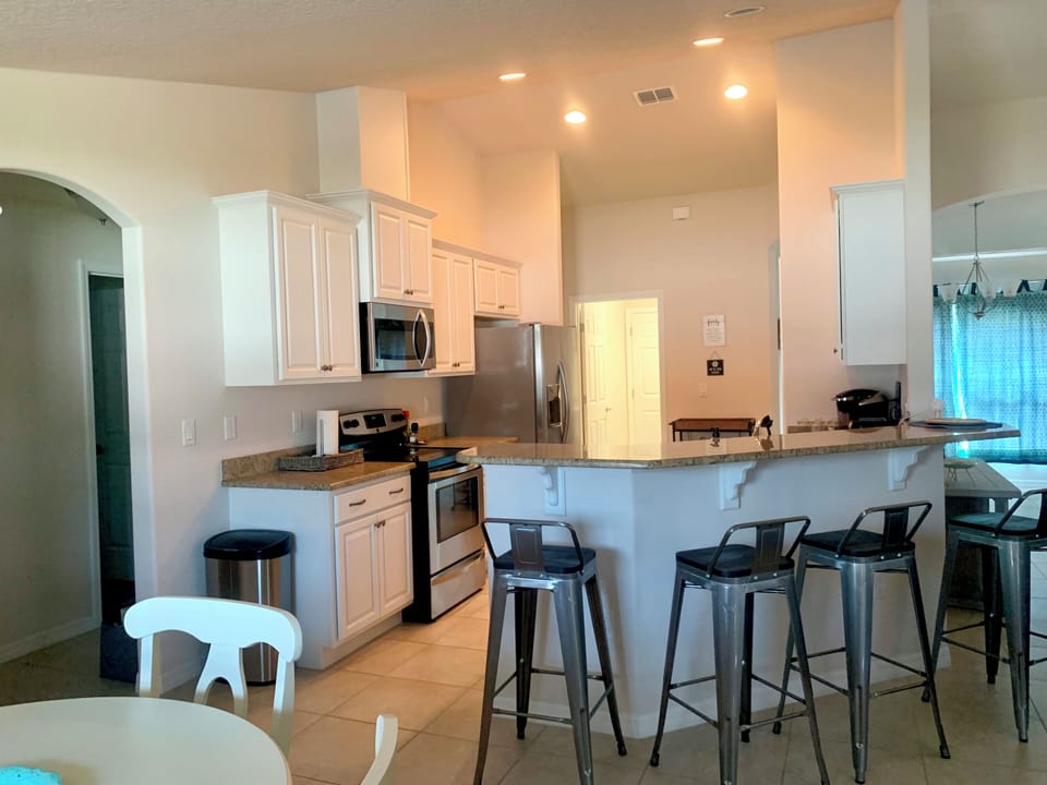 Kitchen counter with bar seating