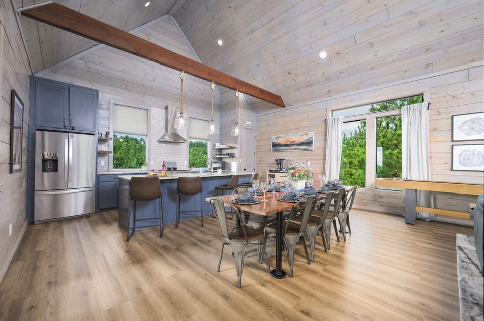 Our wonderful and expansive kitchen includes a large sink, gas cooktop, dishwasher with plenty of counter space for family meals or chef prepared dining.   A huge island for gathering around snacks and enjoying time together over food is the perfect place to enjoy time with loved ones.