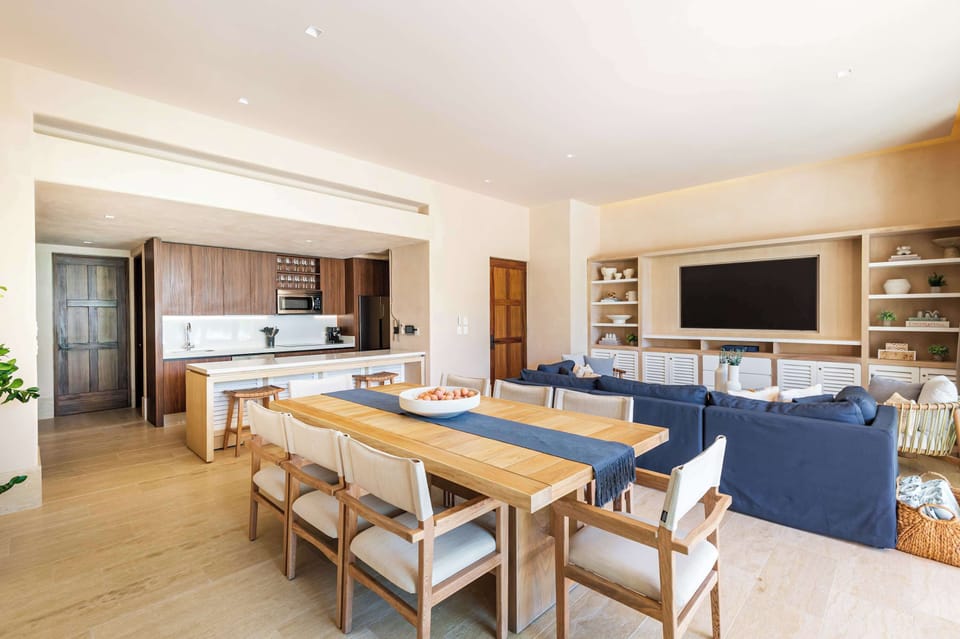 Dining area, open floor plan with living room and kitchen