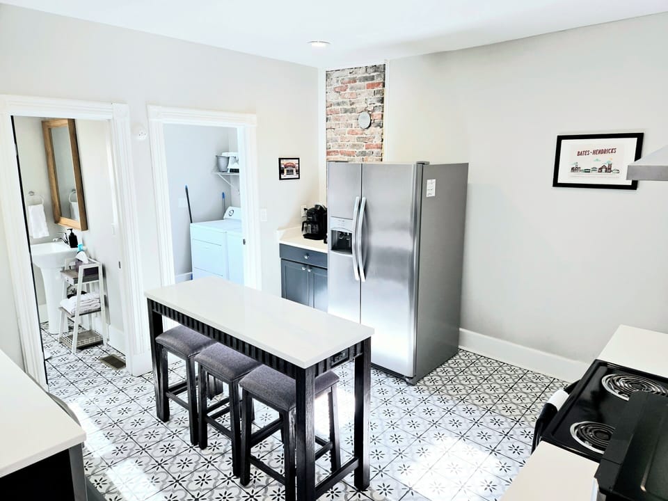 Large kitchen with all the essentials for a home cooked meal.  
