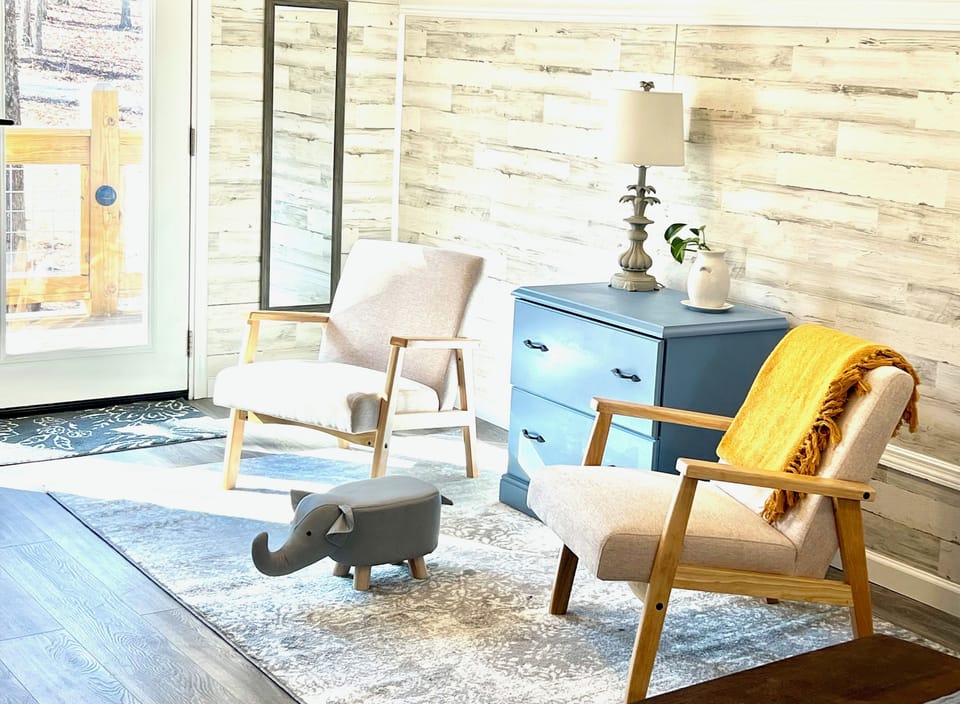 The seating area in the treehouse bedroom is a great space to be.