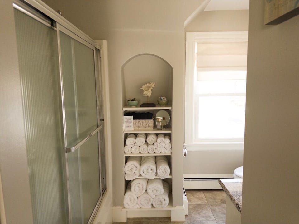 Bathroom with combination tub and shower