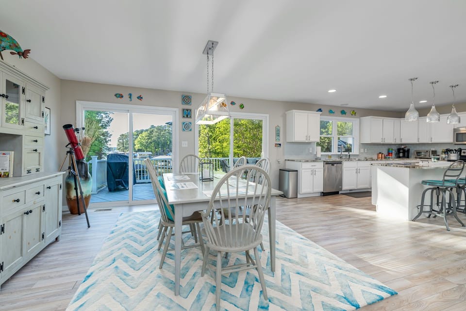 Gather around the dining table with seating for 6.