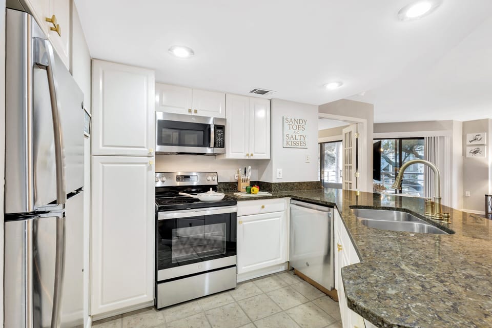 Modern appliances and granite countertops