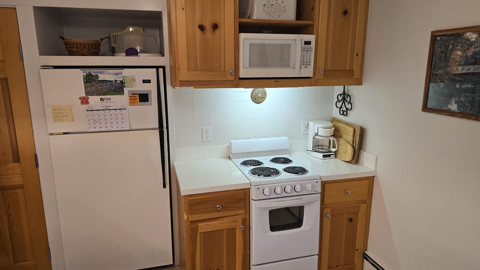 Large fridge and small stove works beautifully for this home.