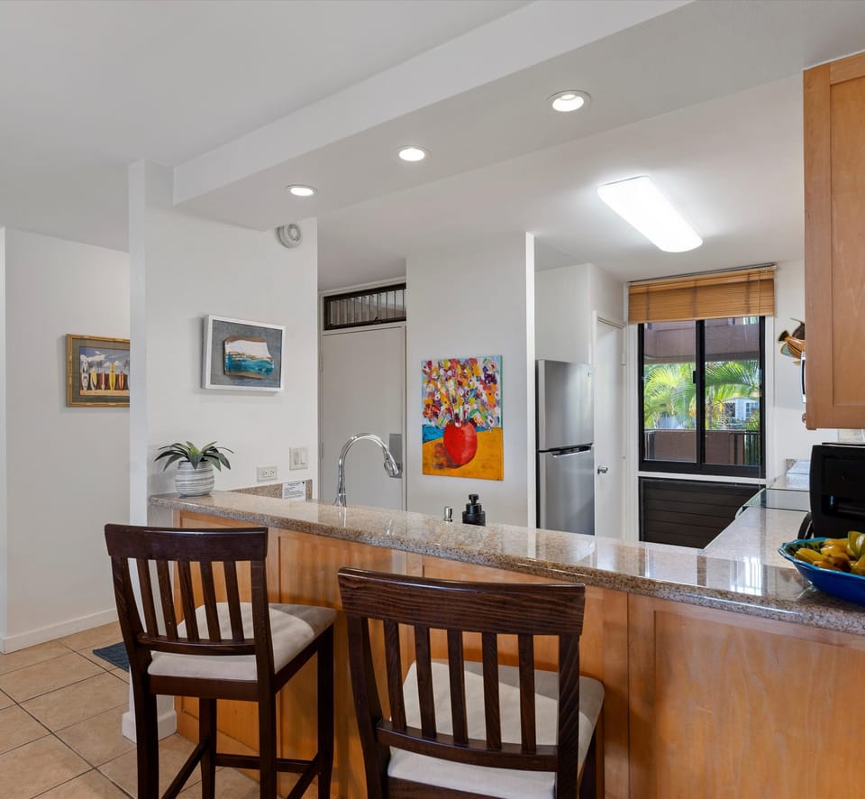 Counter seating for two in the kitchen