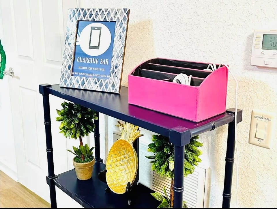 Charging station to plug everything in when not in use.