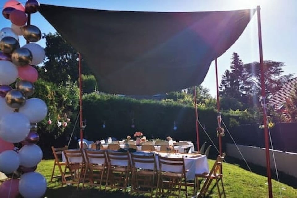 Outdoor banquet area