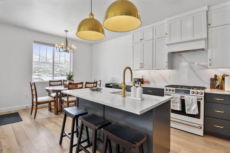 Sleek modern kitchen with plenty of counter space for preparing meals