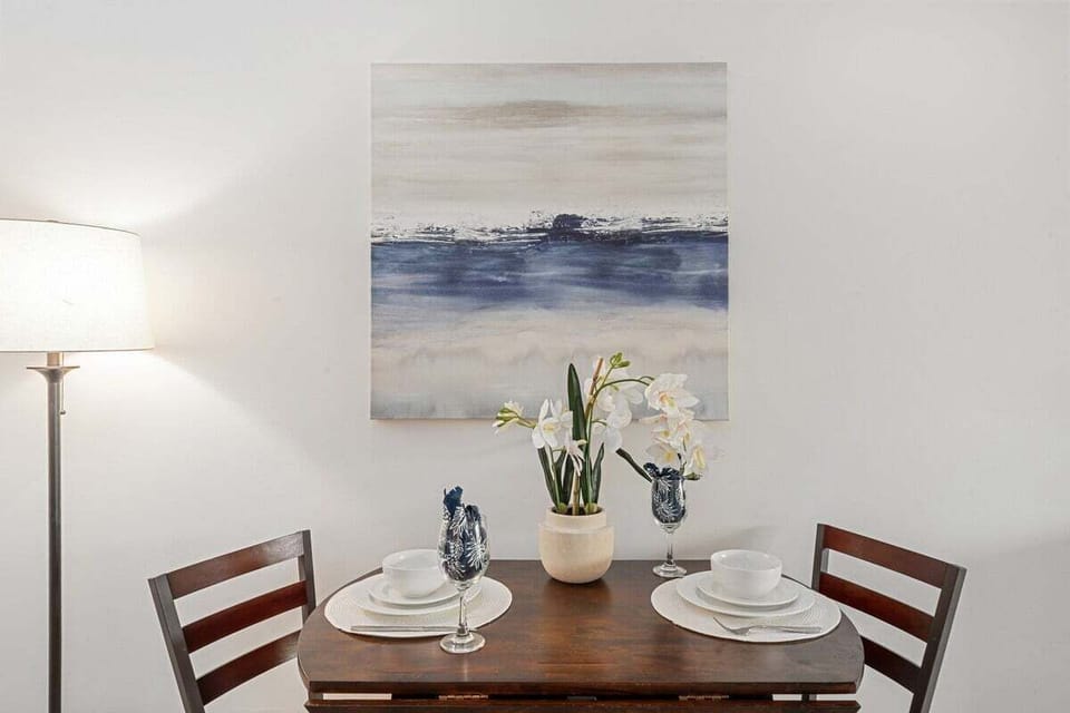 Dining Area with Ocean-Inspired Art