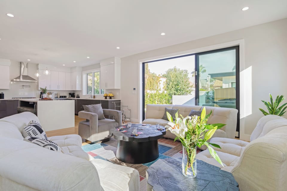 Transition seamlessly to the kitchen.
