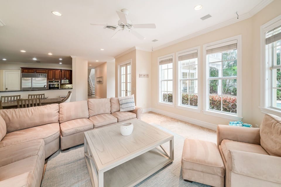 Sofa seating overlooking the back yard and waterway
Sofa is a pullout bed, can comfortably sleep two