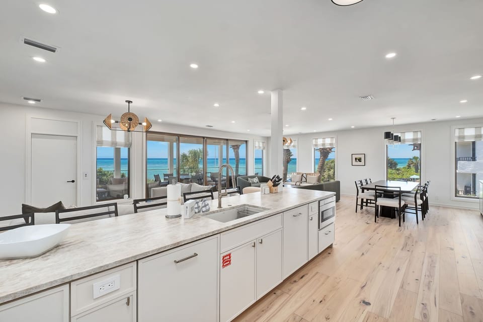 Sandpiper's Retreat - Seagrove Beach - Second Floor - Open Living, Kitchen, and Dining Area