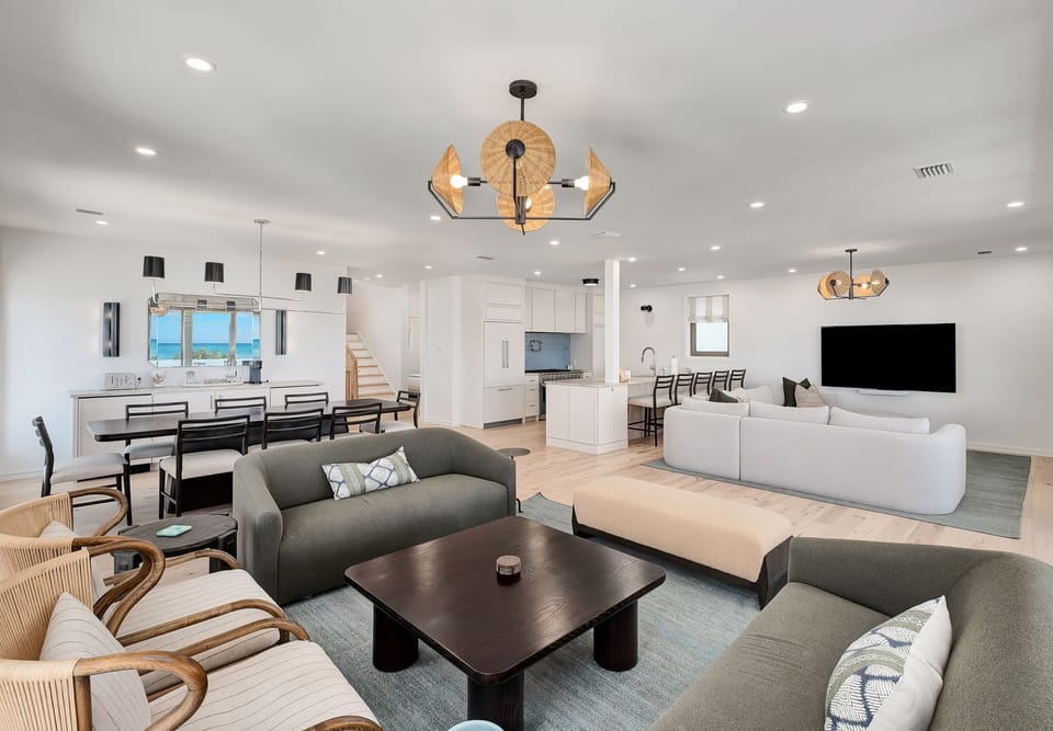 Sandpiper's Retreat - Seagrove Beach - Second Floor - Open Living, Kitchen, and Dining Area