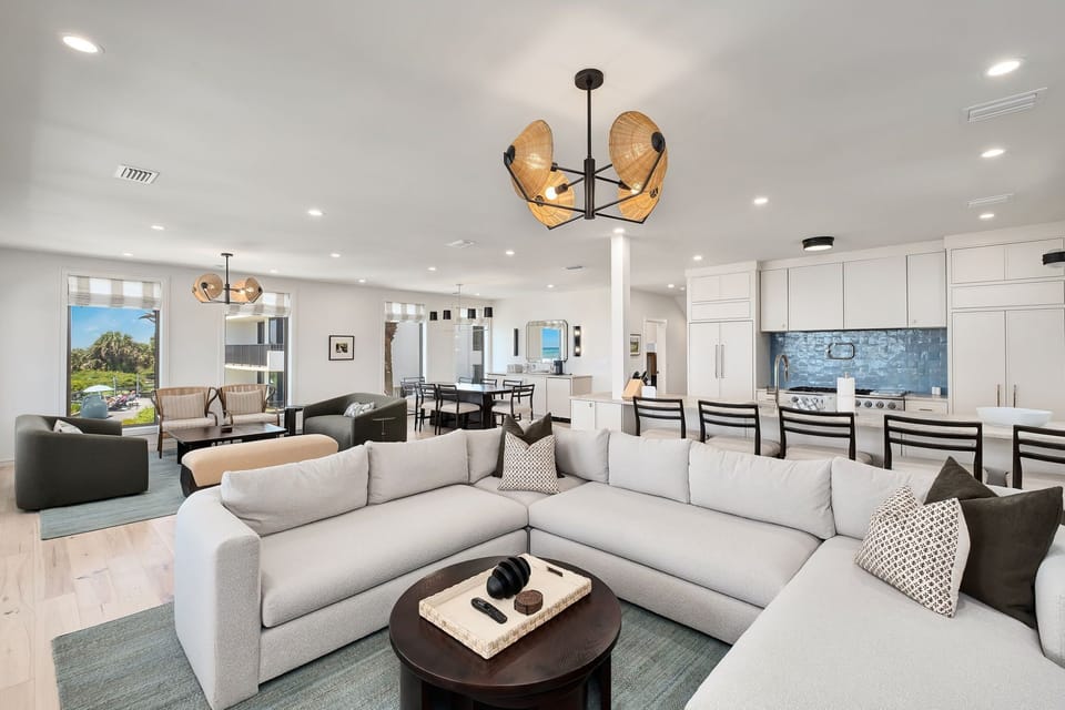 Sandpiper's Retreat - Seagrove Beach - Second Floor - Open Living, Kitchen, and Dining Area