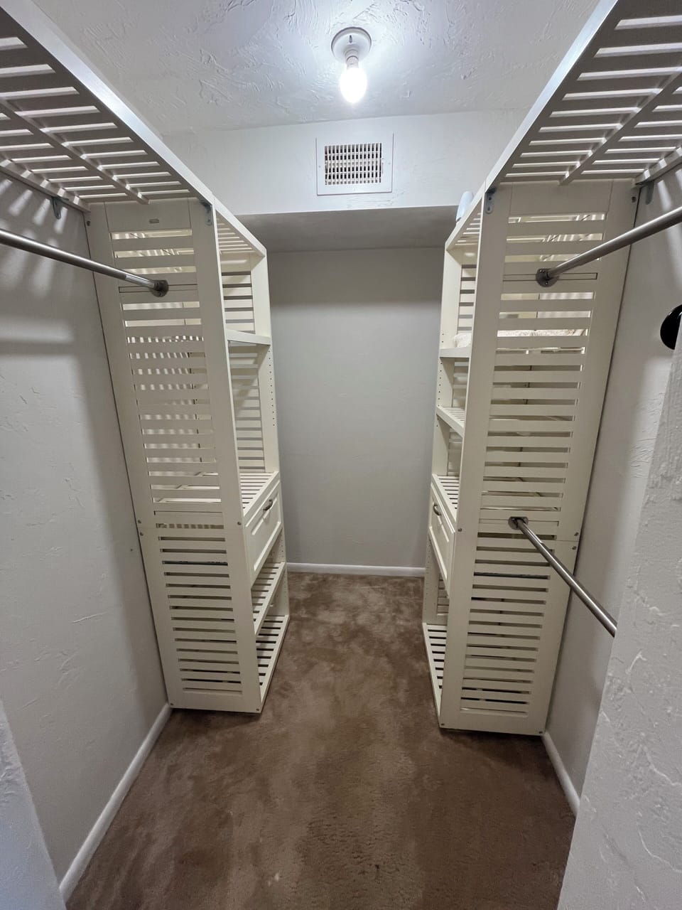 Walk-in closet in master bedroom
