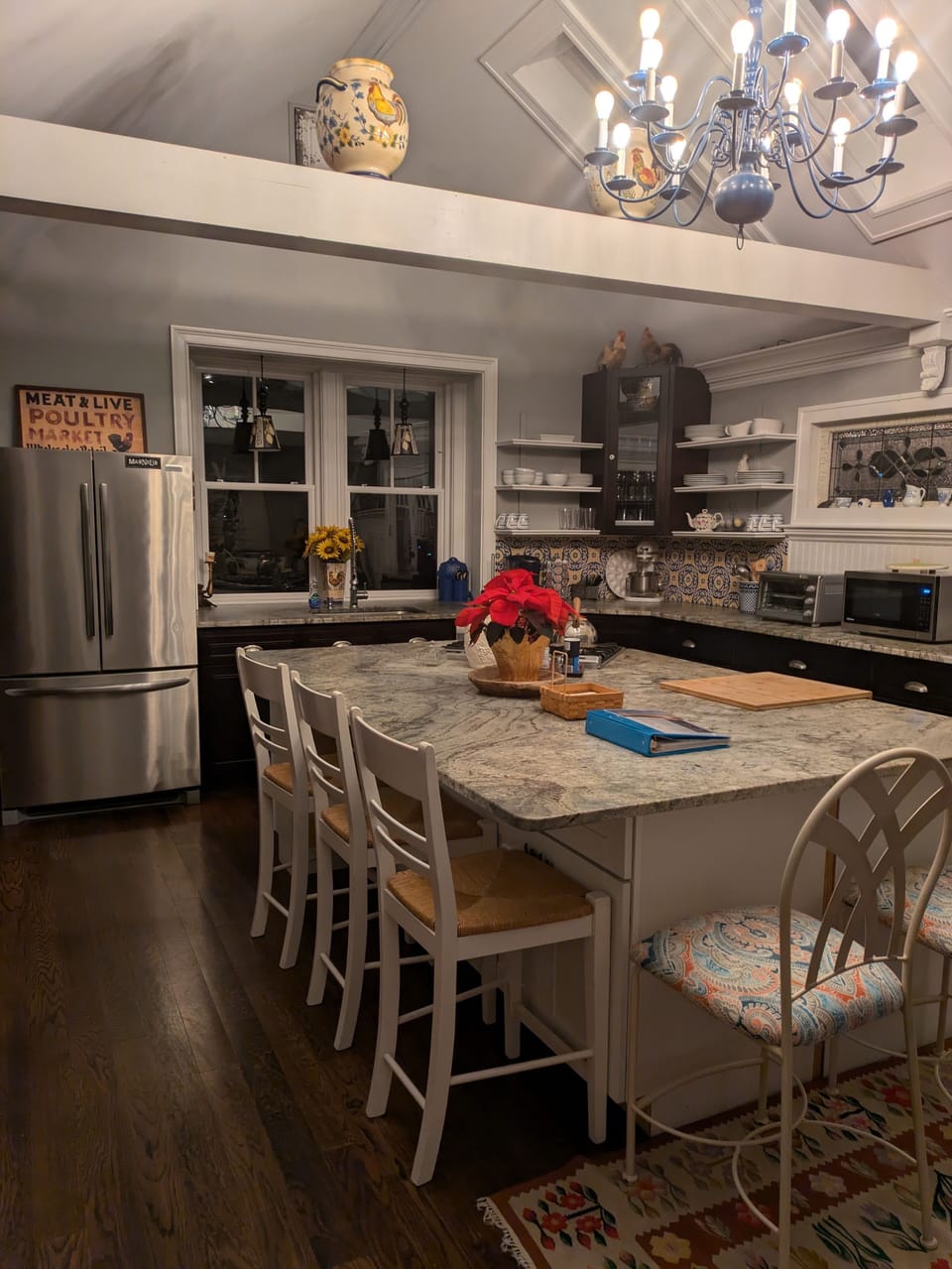 Fully equipped kitchen with large island that seats five people.
