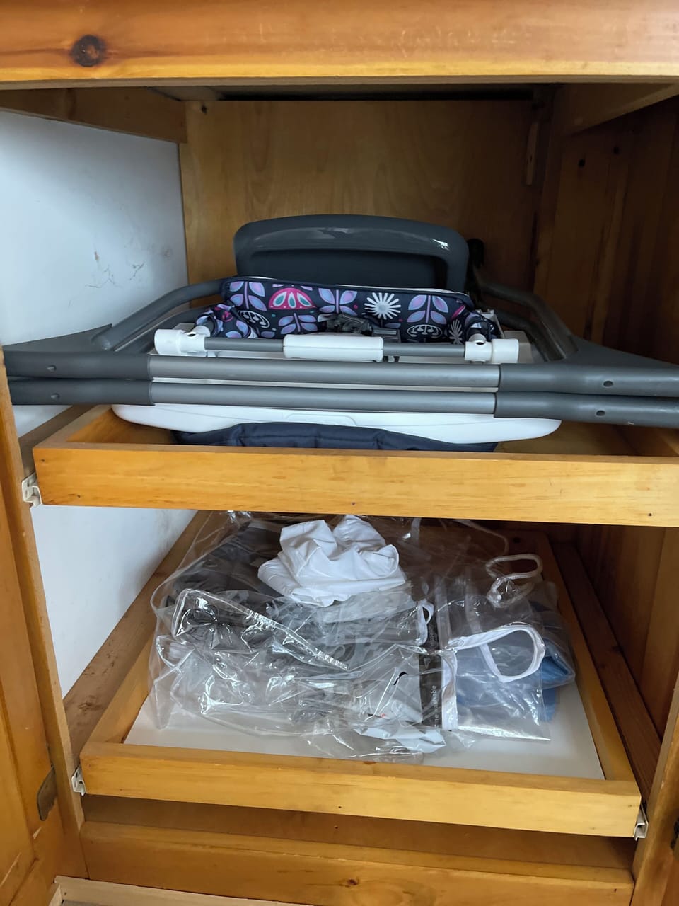 High chair stored in dinning area