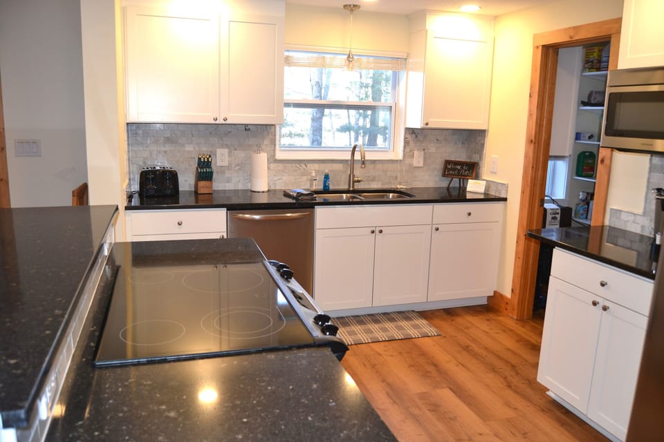 Spacious kitchen open to dining and living room