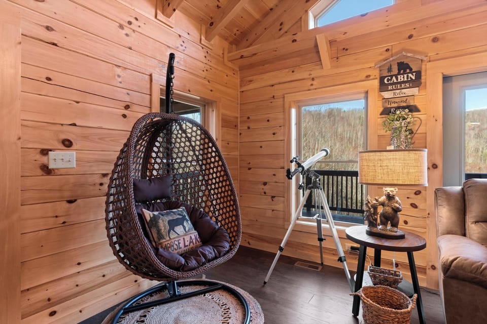 Hanging chair in Living Room.