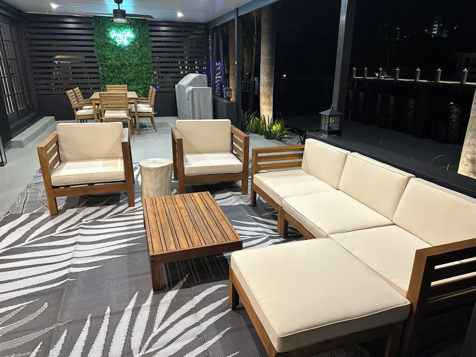Cover porch seating area