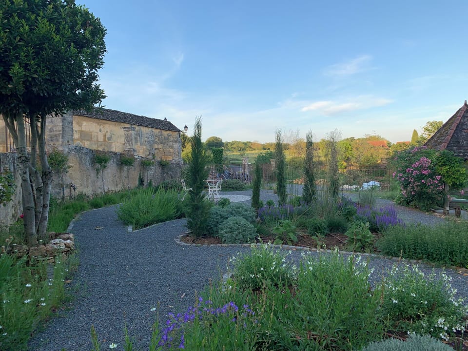 The garden becomes almost magical at sunset.