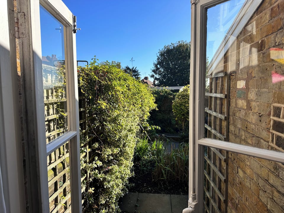 French windows to garden.