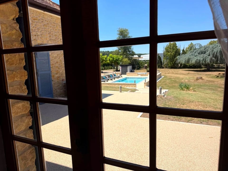 Bedroom with views across the Dordogne countryside