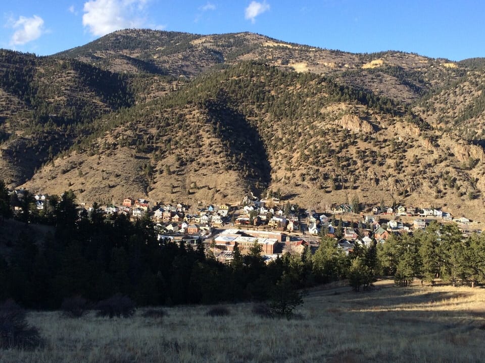 Town of Idaho Springs from above the waterfall