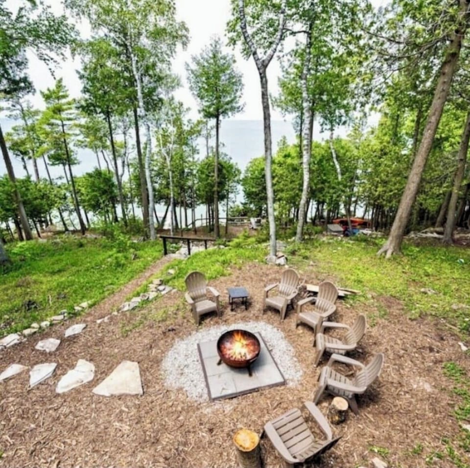 Fire pit with seating for 8