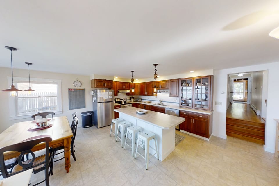 Open dining/ kitchen area.