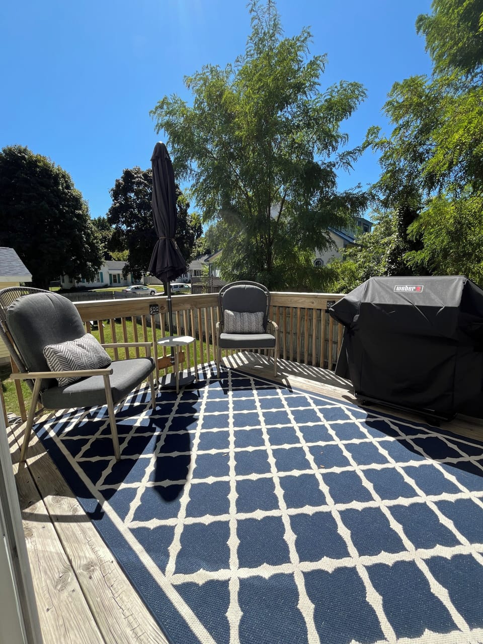 Enjoy a fresh cup of coffee in the morning on the deck