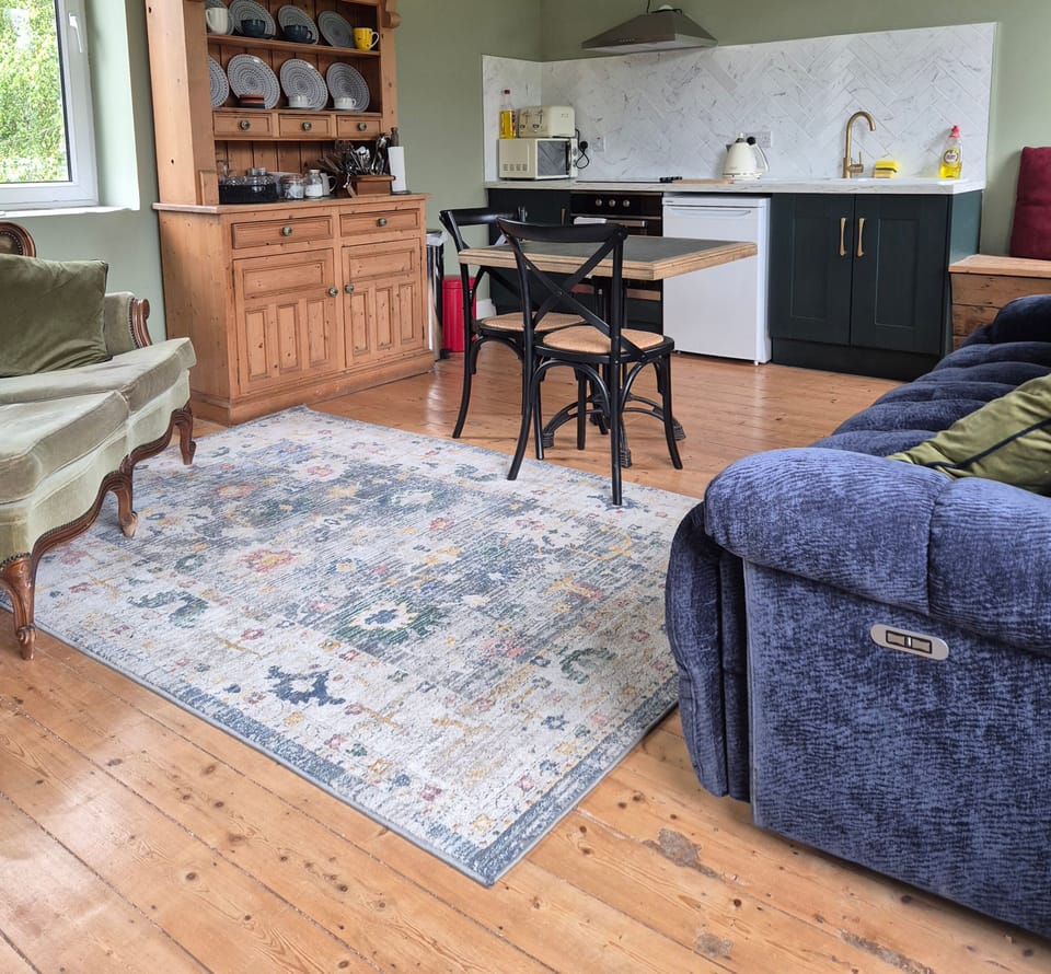 Bright living & kitchen area.