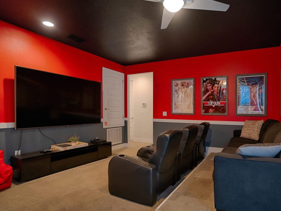 A two-row movie theater in the home! Super for family movie time!