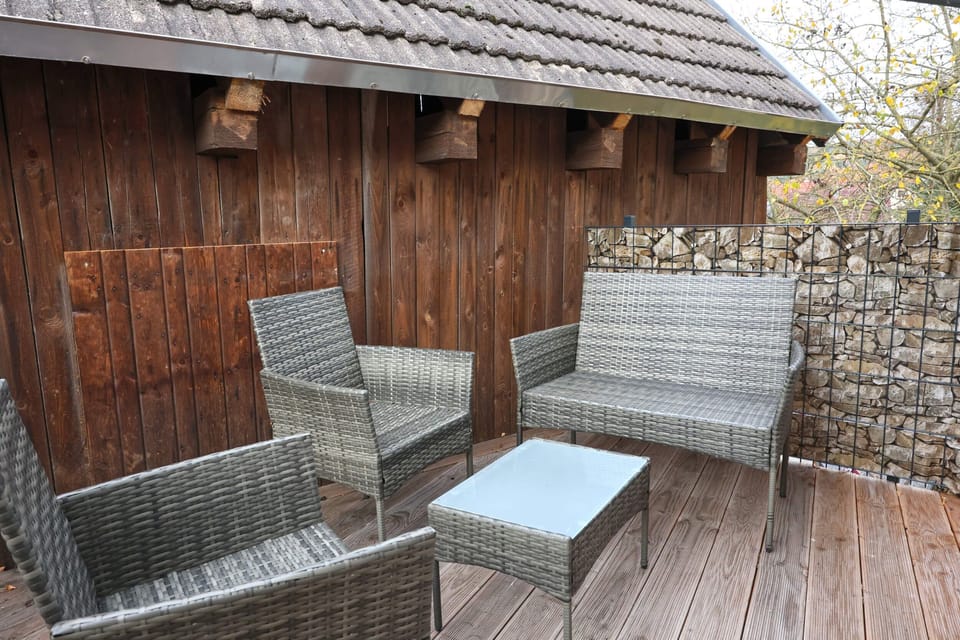 New terrace overlooking the inn and the green surroundings